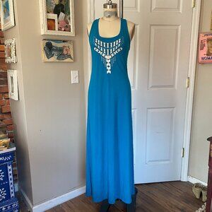 XHIIRATION Teal Bohemian Arrow Print Racerback MAXI Dress *X-SMALL*